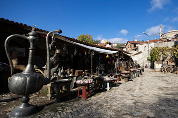 Traditional handmade coppeer goods shop at Safranbolu streets / Turkey