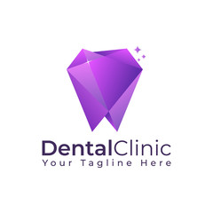 dental clinic with purple color like a glow shine diamond
