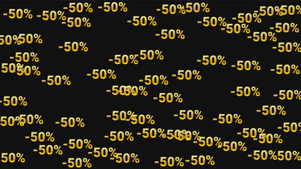 Percent Sings on Dark Background. Black Poster with Silver Percent Sings and Snowflakes. Vector Discount Sale Background.