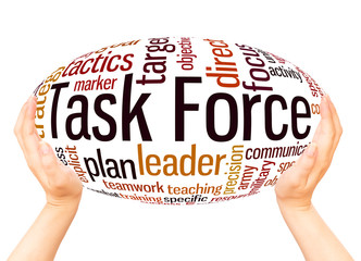 Task Force word cloud hand sphere concept