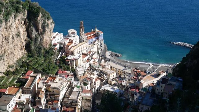 landscape of Atrani seen from Ziro Tower, Amalfi coast, Campania, Italy
