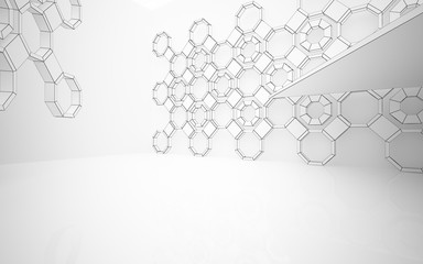 Fototapeta premium Abstract white interior highlights future. Polygon drawing . Architectural background. 3D illustration and rendering