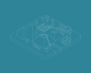 House top mountain view 4 wireframe