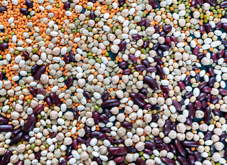 Healthy food theme background fully filled by cereal superfoods.