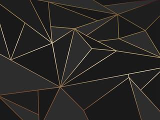 Abstract black polygon artistic geometric with gold line background
