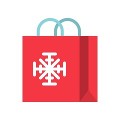 Shopping bag vector, Chirstmas related flat style icon