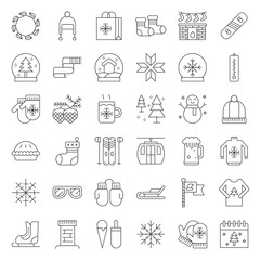 Chirstmas related line style vector icon set, editable outline icon