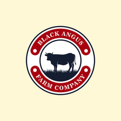 black angus logo design template. cow farm logo design