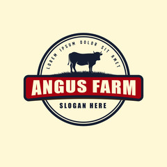 black angus logo design template. cow farm logo design