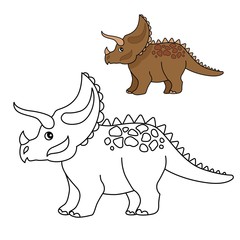 Coloring book for children. Cartoon dinosaur.