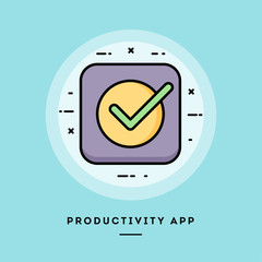 Productivity app, flat design thin line banner, usage for e-mail newsletters, web banners, headers, blog posts, print and more. Vector illustration. - 240111417