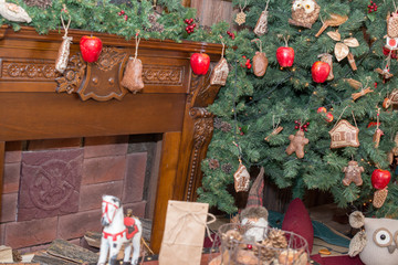 Interior of beautiful living room decorated for Christmas