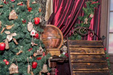 Interior of beautiful living room decorated for Christmas