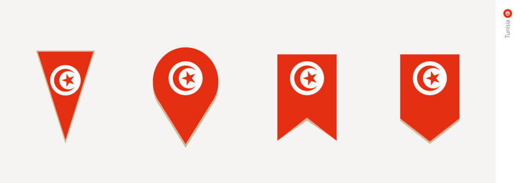 Tunisia Flag In Vertical Design, Vector Illustration