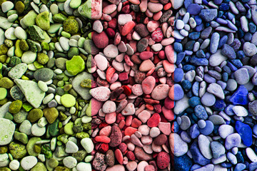 tricolor background of small stones