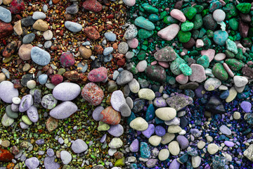 four colored background of small stones
