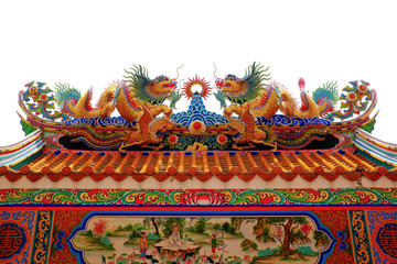 The dragon on the roof Chinese temple in Thailand.