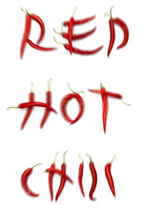 Red chili on paper white background