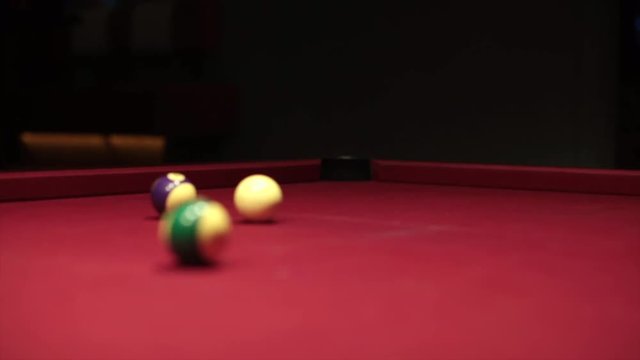 Self-expression at home. Quarantine viral infection. Social distance. Comfort. Hitting the billiard balls.
