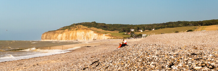 The beach at Quiberville. Quiberville is a commune in the Seine-Maritime department in Normandy, France.