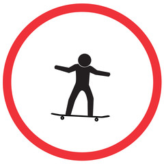 skateboarding zone, caution road symbol sign and traffic symbol design concept, vector illustration. 
