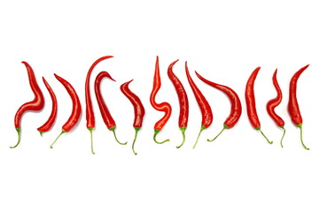 Red chili on paper white background