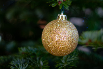 Sparkly Gold Christmas Bauble 1