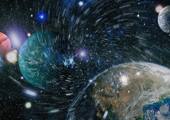 The center of milky way galaxy and space dust in the universe, Night starry sky with stars ,...