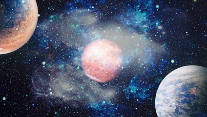 planets, stars and galaxies in outer space showing the beauty of space exploration. Elements...