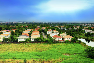 Fototapeta na wymiar Bangkok suburb village view