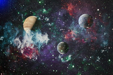 planets, stars and galaxies in outer space showing the beauty of space exploration. Elements...