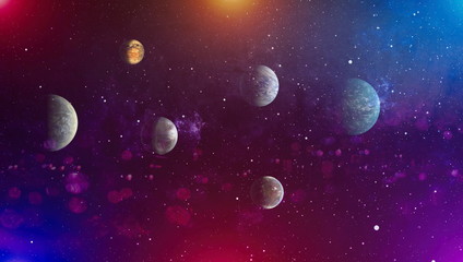 planets, stars and galaxies in outer space showing the beauty of space exploration. Elements...