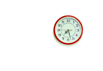 classic red round wall clock / watch wall clock isolated on white background