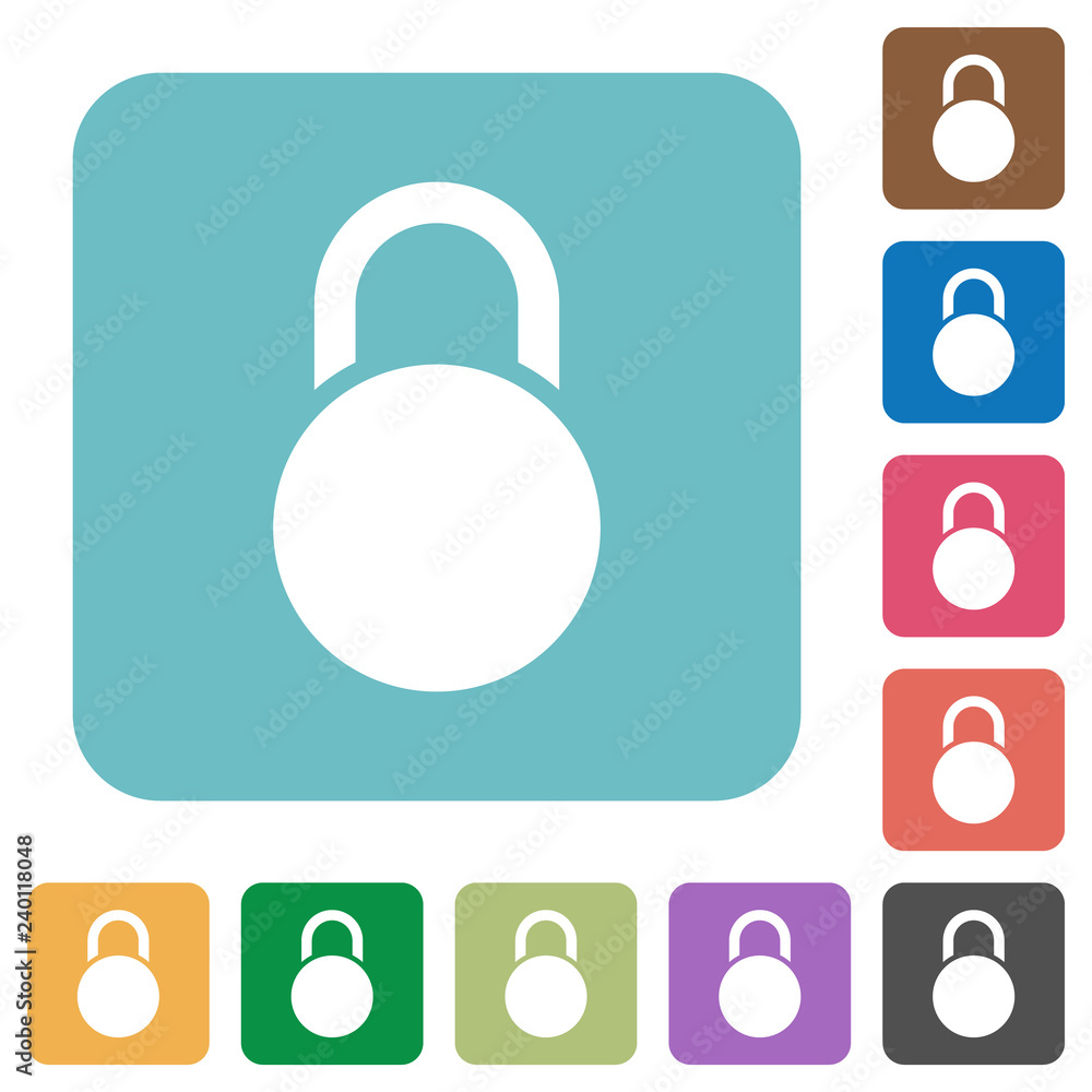 Poster locked round padlock rounded square flat icons