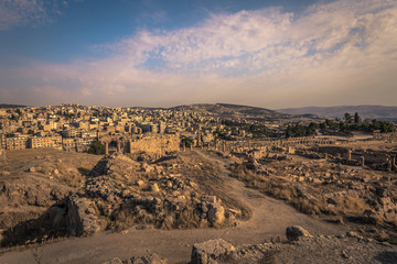 Jerash - September 29, 2018: Ancient Roman ruins of Jerash, Jordan