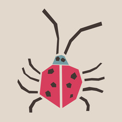 Fototapeta premium Kreskówka chrząszcz w stylu aplikacji. Ilustracja wektorowa retro.