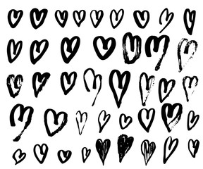 Set of hand drawn hearts. Vector illustration.