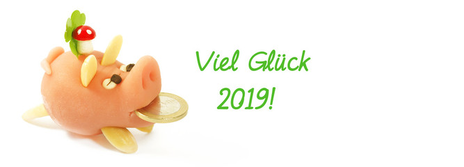 Silvester, Sylvester, Neujahr, 2019, Neujahrswünsche, Neujahrskarte, Glücksschwein, Banner, Header, Headline, Textraum, copy space, Panorama