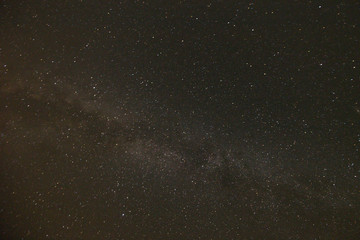 Wadi Rum - October 01, 2018: Night sky over the Wadi Rum desert, Jordan