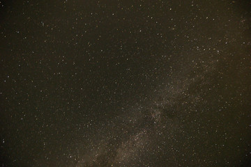 Wadi Rum - October 01, 2018: Night sky over the Wadi Rum desert, Jordan