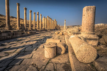 Jerash - September 29, 2018: Ancient Roman ruins of Jerash, Jordan