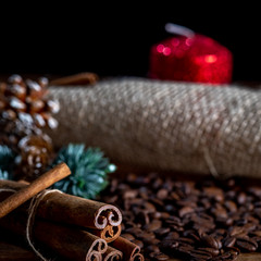 Merry Christmas, coffee with cinnamon