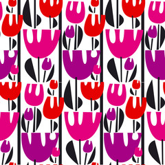Tulips color vector seamless pattern