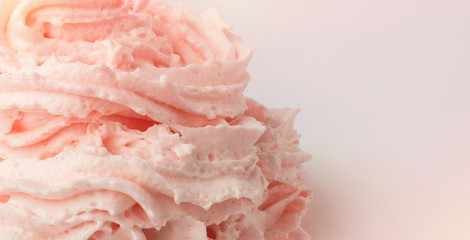 pink whipped cream with copy space. background texture
