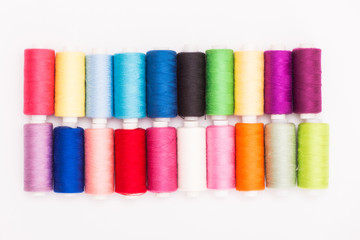 Set of Multicolored threads isolated on a white background