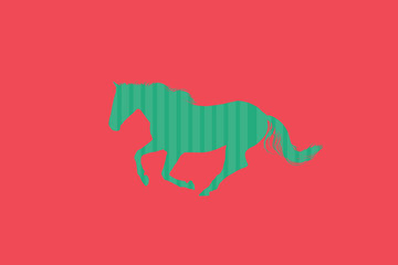 Abstract Red Green Horse Illustration