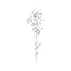 Underwater fizzing air bubbles flow in realistic 3d style isolated on white background - vector illustration of oxygen or gas fizzy sparkles stream in water or effervescent drink.