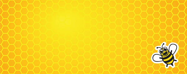 yellow honeycomb background with honey bee vector illustration EPS10