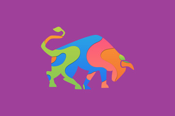 Abstract Colorful Bull Illustration