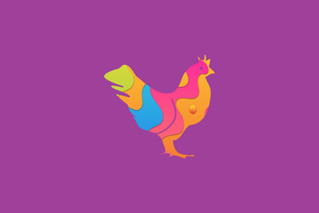 Abstract Colorful Cock Illustration